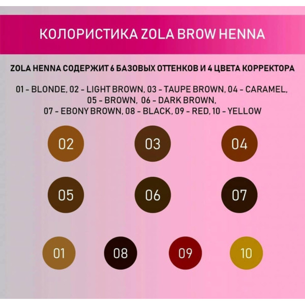 Хна професійна для брів ZOLA 5 гр (07 EBONY BROWN)