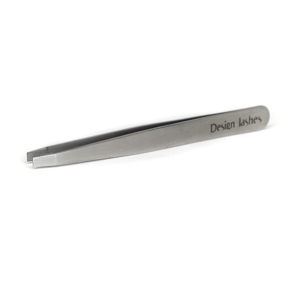 Пінцет для брів прямий Design Lashes, сріблястий