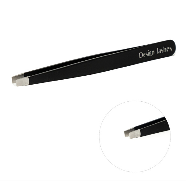 Пінцет для брів прямий Design Lashes, чорний Пінцет для брів прямий Design Lashes, чорний