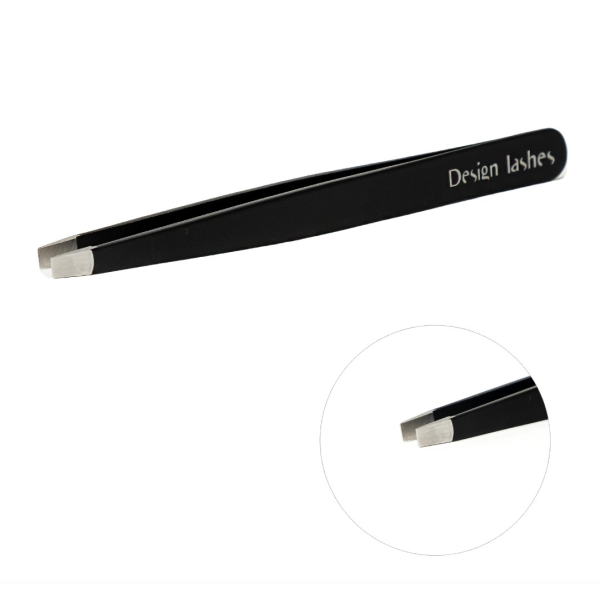 Пінцет для брів прямий Design Lashes, чорний