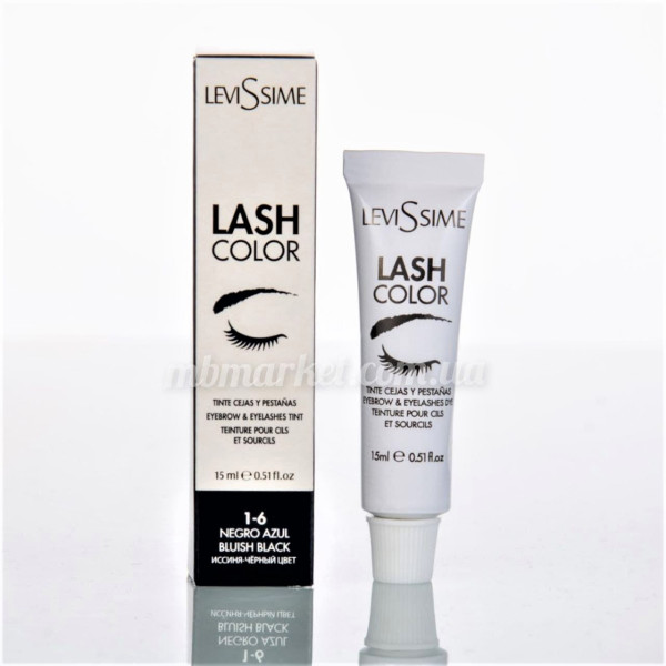 Фарба для брів і вій LeviSsime LashColor №1.6 Bluish Black, Синьо-чорний, 15 мл Фарба для брів і вій LeviSsime LashColor №1.6 Bluish Black, Синьо-чорний, 15 мл