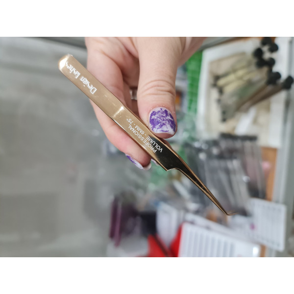 Пінцет для нарощування вій L 6 мм 75 Design Lashes, рожеве золото (17) Пінцет для нарощування вій L 6 мм 75 Design Lashes, рожеве золото (17)