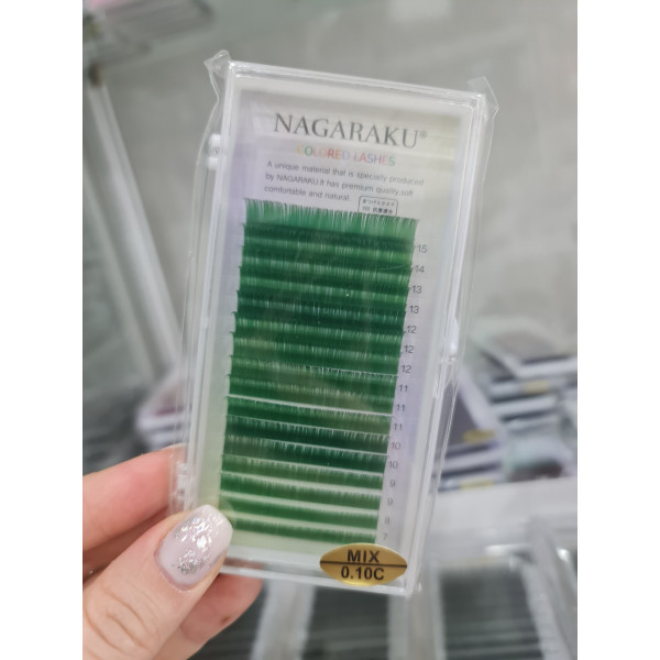 Вії Nagaraku Mix (зелений) 0.10C Нагараку мікс
