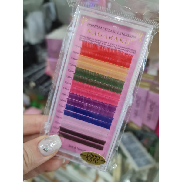 Вії Nagaraku Веселка 0.07C mix (12 мм) Нагараку мікс Вії Nagaraku Веселка 0.07C mix (12 мм) Нагараку мікс