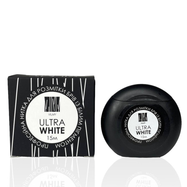 Професійна нитка для розмітки брів VILMY Ultra White (білий), 15 м Професійна нитка для розмітки брів VILMY Ultra White (білий), 15 м
