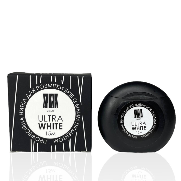 Професійна нитка для розмітки брів VILMY Ultra White (білий), 15 м