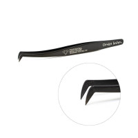 Пінцет для нарощування вій Чобіток Diamond Design Lashes, чорний (15)