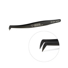 Пінцет для нарощування вій Чобіток Diamond Design Lashes, чорний (15)