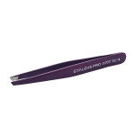 Пинцет для бровей Staleks Expert 11 Type 4v (узкие скошенные кромки), фиолетовый