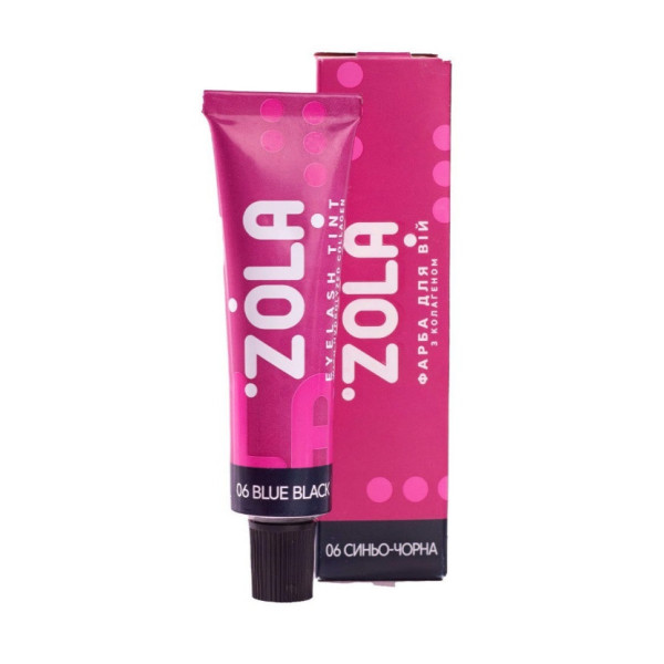 Фарба для вій та брів з колагеном ZOLA 06 Blue Black, 15 мл