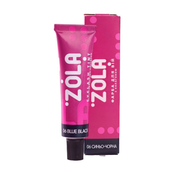 Фарба для вій та брів з колагеном ZOLA 06 Blue Black, 15 мл