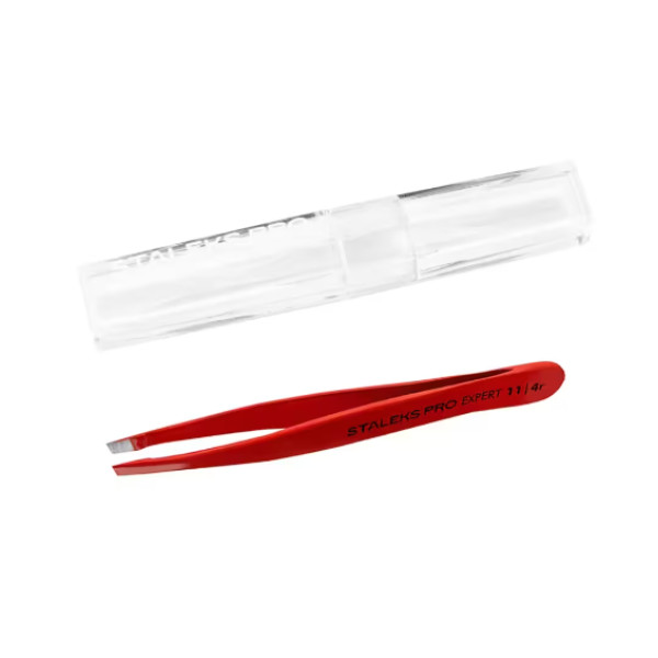 Пинцет для бровей Staleks Expert 11 Type 4r (скошенный), красный Пинцет для бровей Staleks Expert 11 Type 4r (скошенный), красный
