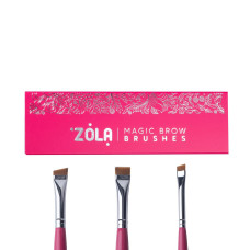 Набір пензликів для фарбування брів ZOLA MAGIC BROW BRUSHES (малиновий)