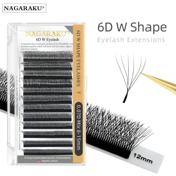 Вії Nagaraku (6D) - вигин D 0.07 MIX (8-15мм) Нагараку пучки мікс Вії Nagaraku (6D) - вигин D 0.07 MIX (8-15мм) Нагараку пучки мікс