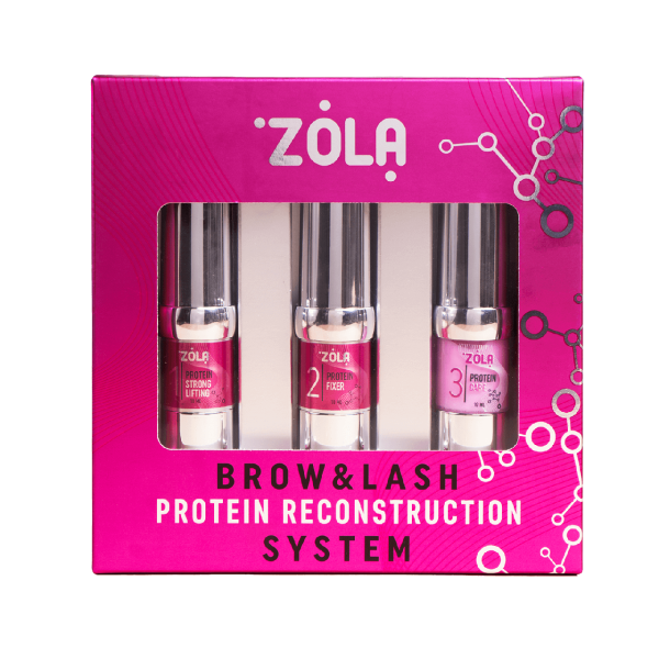 Набір складників для ламінування брів та вій ZOLA Brow&Lash Protein Reconstruction System (1,2,3 по 10 мл)