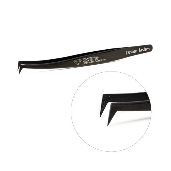 Пінцет для нарощування вій Сокирка Diamond Design Lashes, чорний (2)