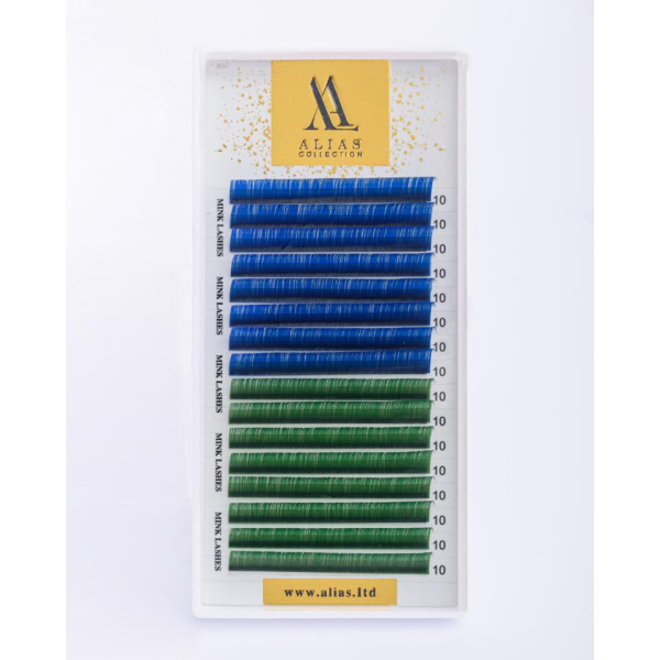 Ресницы ALIAS Color MIX Blue/Green C 0.07 - 12 мм