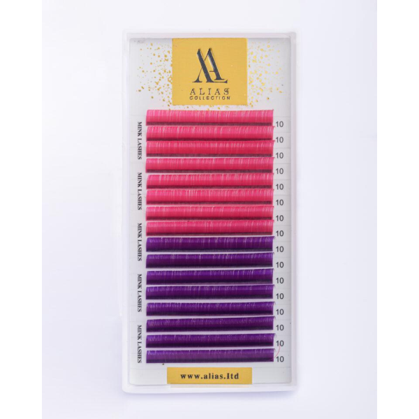 Ресницы ALIAS Color MIX Pink Neon/Violet C 0.07 - 12 мм