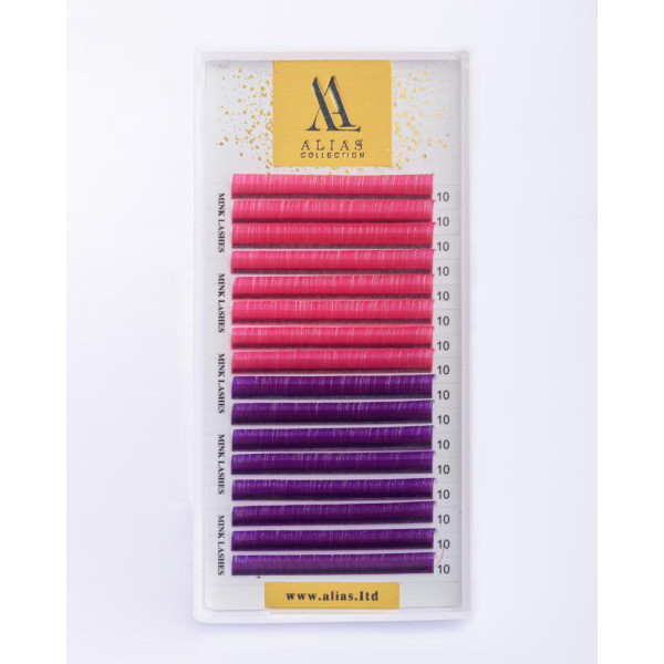 Вії ALIAS Color MIX Pink Neon/Violet CC 0.07 - 12 мм