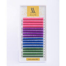 Вії ALIAS Color MIX Pink Neon/Violet/Blue/Green C 0.07 - 12 мм