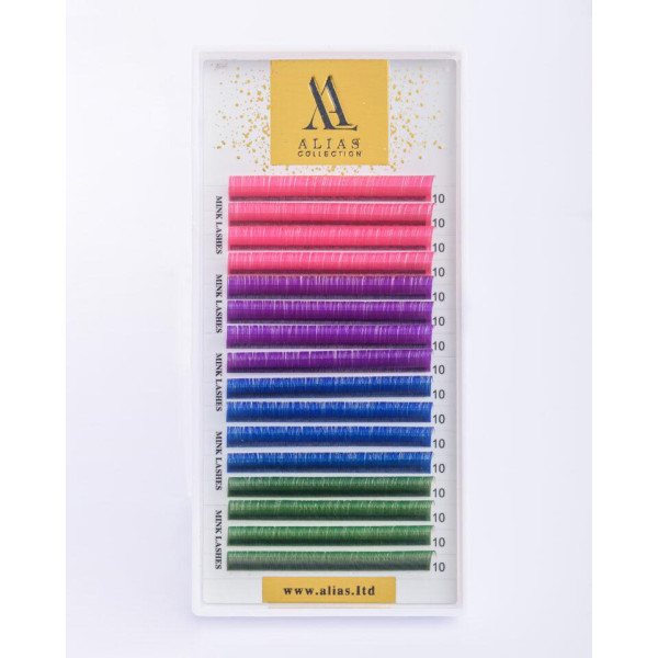 Вії ALIAS Color MIX Pink Neon/Violet/Blue/Green C 0.10 - 12 мм Вії ALIAS Color MIX Pink Neon/Violet/Blue/Green C 0.10 - 12 мм