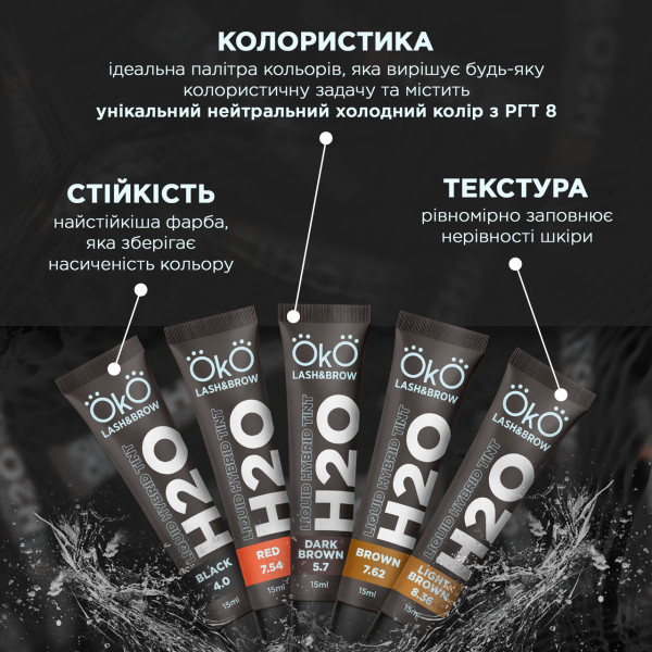 Набор краски для бровей и ресниц OKO H20 Liquid Hybrid Tint с окислителем Набор краски для бровей и ресниц OKO H20 Liquid Hybrid Tint с окислителем