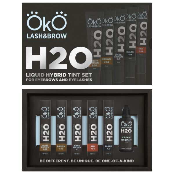 Набор краски для бровей и ресниц OKO H20 Liquid Hybrid Tint с окислителем