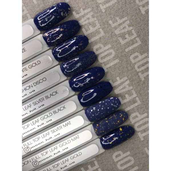 Матовый топ для гель лака с поталью - Moon Full Top Leaf Gold Matt, 8 мл (без липкого слоя)