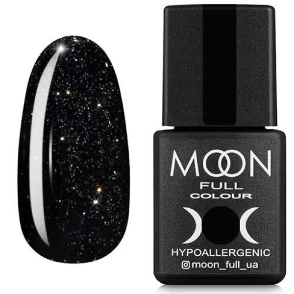 Гель-лак Moon Full color Gel polish №319 черно-зеленый с серебристым шиммером, 8 мл