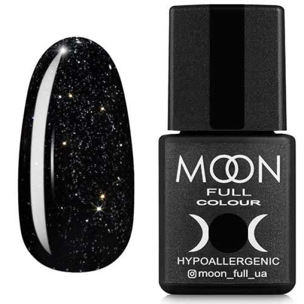 Гель-лак Moon Full color Gel polish №319 черно-зеленый с серебристым шиммером, 8 мл