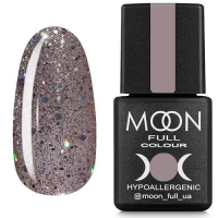 Гель-лак Moon Full color Gel polish №323 серебристо-бежевый с разноцветным глитером, 8 мл