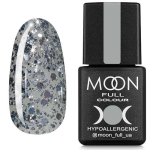 Гель-лак Moon Full color Gel polish №327 серебряный глитер на полупрозрачной основе, 8 мл