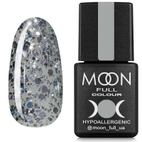 Гель-лак Moon Full color Gel polish №327 серебряный глитер на полупрозрачной основе, 8 мл