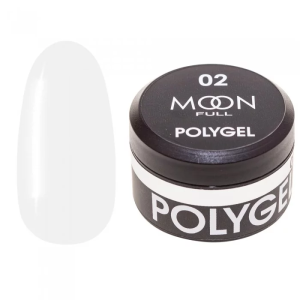 Полігель для нарощування нігтів Moon Full Poly Gel № 02 Молочно-білий, 15 мл