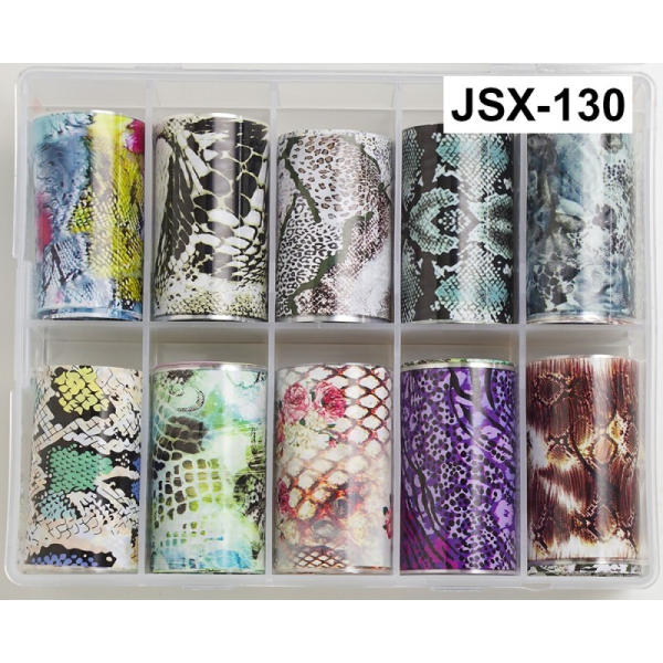 Фольга для дизайну нігтів широка, набір 10 шт (100 см) (1511) JSX-130
