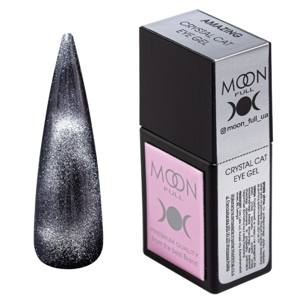 Гель-лак Кошачий Глаз Moon Full Amazing 9D Crystal Cat Eye gel, 12 мл (серебряный снег)