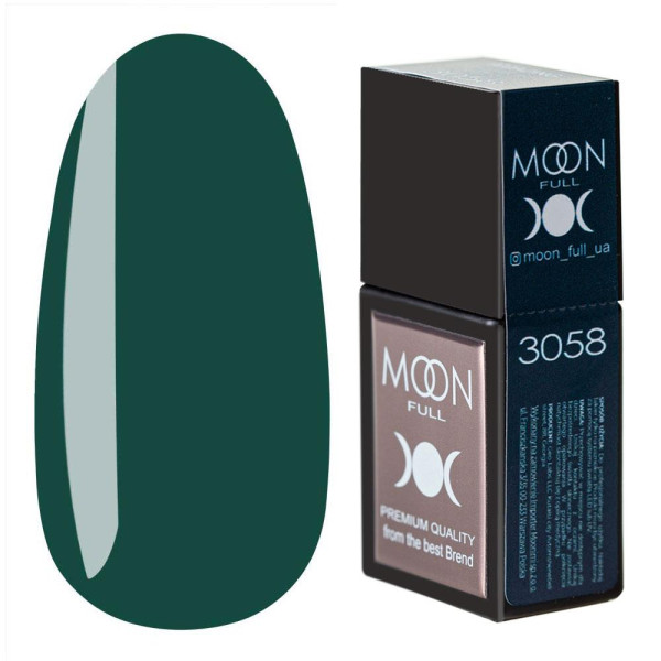 Камуфлирующая база - Moon Full Amazing Color Base №3058, 12 мл (темно-зеленая)