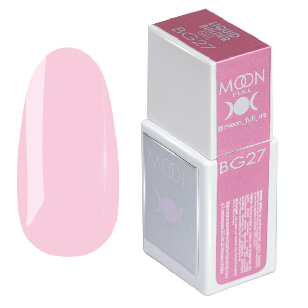 Моделюючий рідкий гель Moon Full Amazing Liquid Builder Gel №BG27 (біло-рожевий), 15 мл