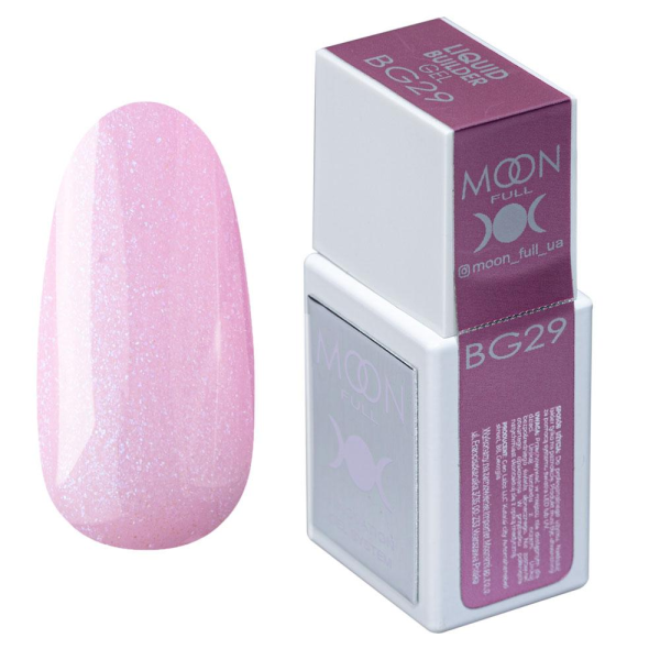 Моделюючий рідкий гель Moon Full Amazing Liquid Builder Gel №BG29 (рожевий з шимером), 15 мл