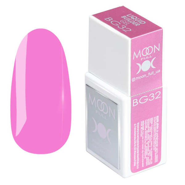 Моделирующий жидкий гель Moon Full Liquid Builder Gel №BG32 (ярко-розовый), 15 мл