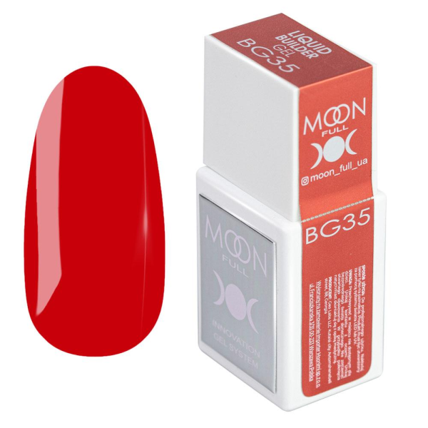 Моделюючий рідкий гель Moon Full Amazing Liquid Builder Gel №BG35 (червоний), 15 мл