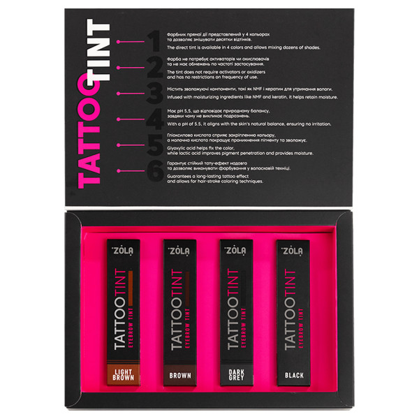 Набір фарб ZOLA TATTOO TINT 4 x 15 мл Набір фарб ZOLA TATTOO TINT 4 x 15 мл