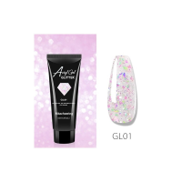 Полігель (акрігель) для нарощування нігтів AcrylGel GLITTER, 15мл (GL01)