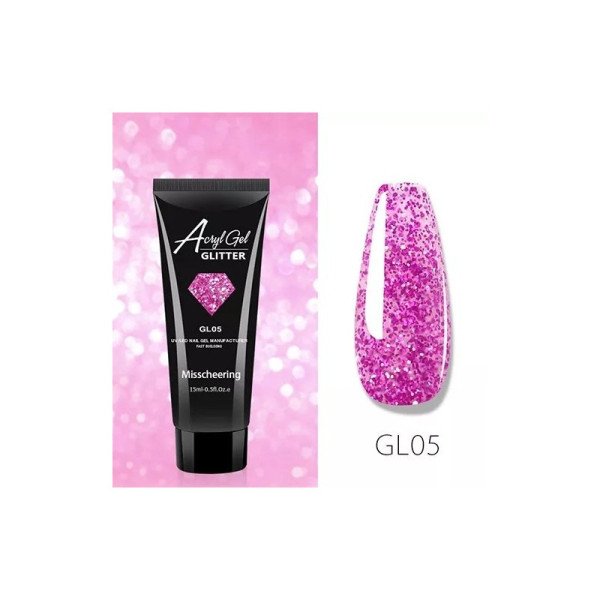 Полігель (акрігель) для нарощування нігтів AcrylGel GLITTER, 15мл (GL05) Полігель (акрігель) для нарощування нігтів AcrylGel GLITTER, 15мл (GL05)