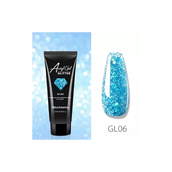 Полігель (акрігель) для нарощування нігтів AcrylGel GLITTER, 15мл (GL06) Полігель (акрігель) для нарощування нігтів AcrylGel GLITTER, 15мл (GL06)