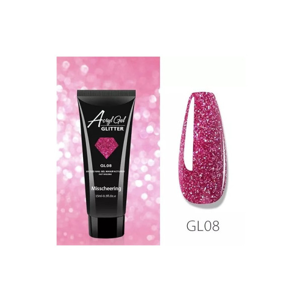 Полігель (акрігель) для нарощування нігтів AcrylGel GLITTER, 15мл (GL08) Полігель (акрігель) для нарощування нігтів AcrylGel GLITTER, 15мл (GL08)