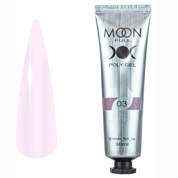 Полигель для наращивания ногтей Moon Full Poly Gel №03 бело-розовый, туба 30 мл