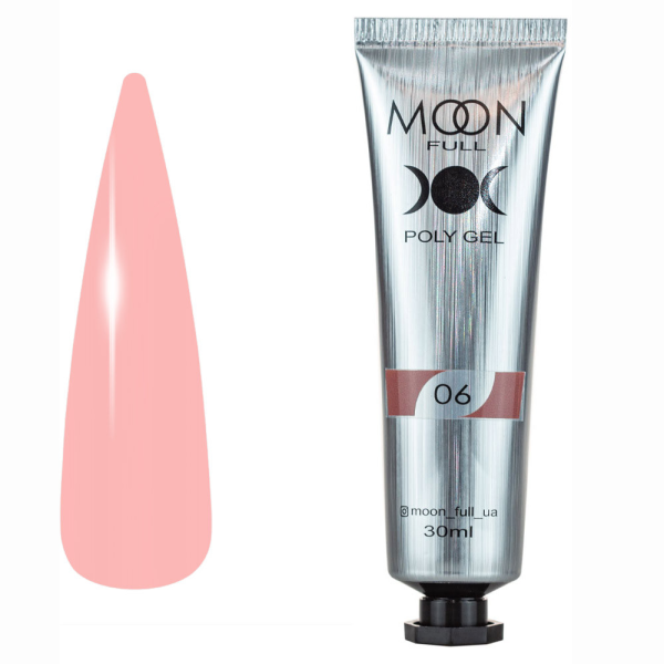 Полигель для наращивания ногтей Moon Full Poly Gel №06 насыщенно-розовый, туба 30 мл