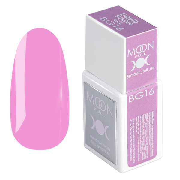 Моделирующий жидкий гель Moon Full Amazing Liquid Builder Gel №BG16 (нежно-малиновый), 15 мл