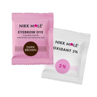 Фарба для брів та вій Nikk Mole з окисником Dark-brown, Темно-коричневий, 5 мл